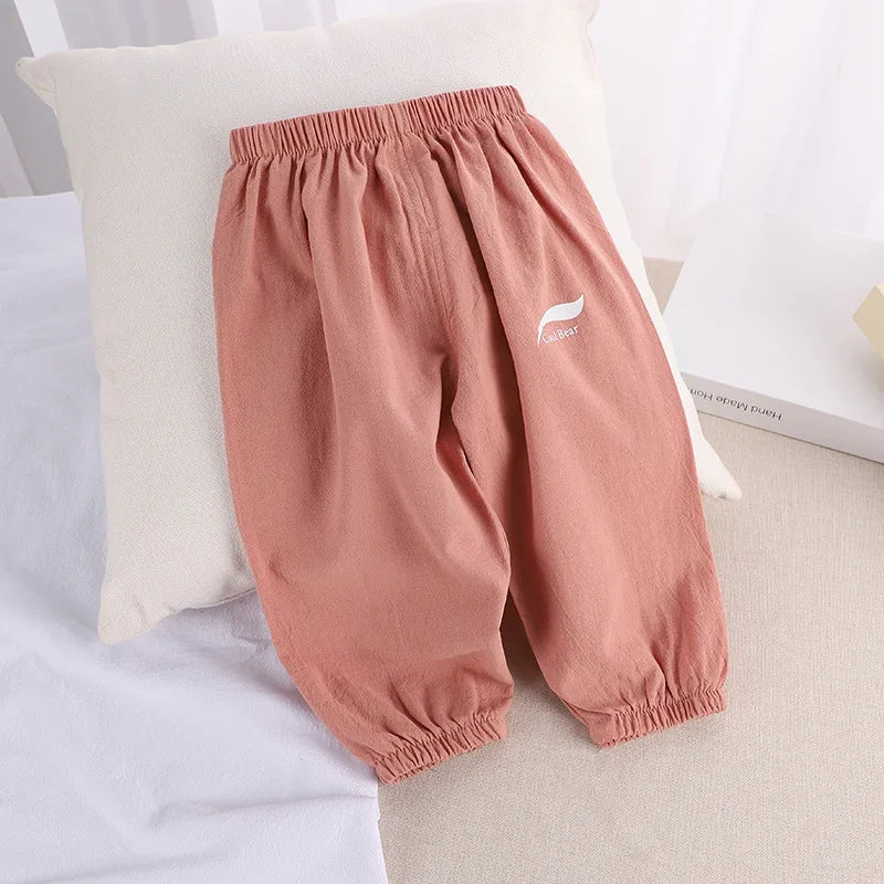 1 2 3 4 5  Years New Children's Anit-mosquito Pants Summer Baby Air Conditioning Bloomers Boys and Girls Cotton and Linen Pants - TiniLoom