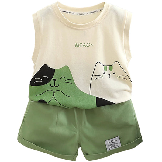 New Summer Baby Girls Clothes Suit Children Boys Vest+Shorts 2Pcs/Sets Kids Clothing Infant Boy Clothes Set Toddler Girl Clothes