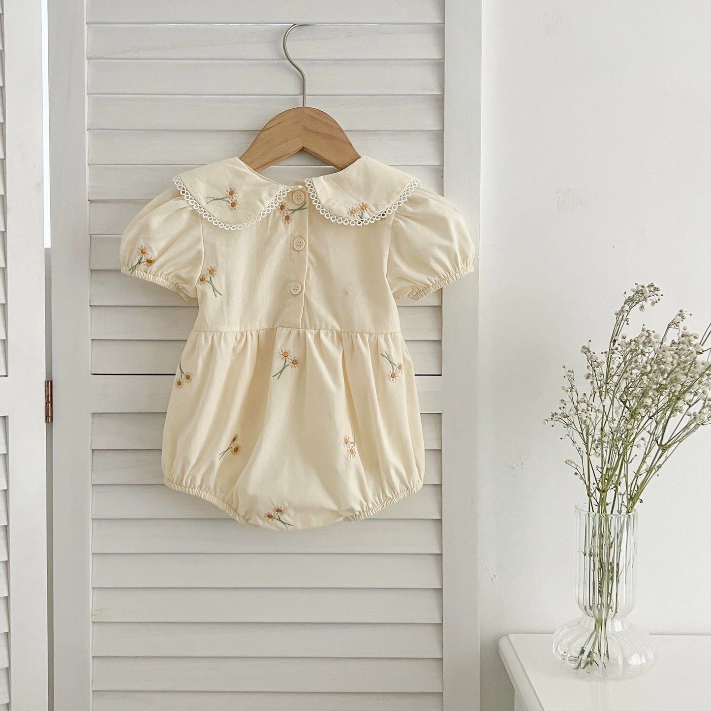 Infant Baby Girls Lace Collar Dress Rompers Sisters Clothes Kids Girls Embroider Flower Princess Dress Family Clothes Rompers