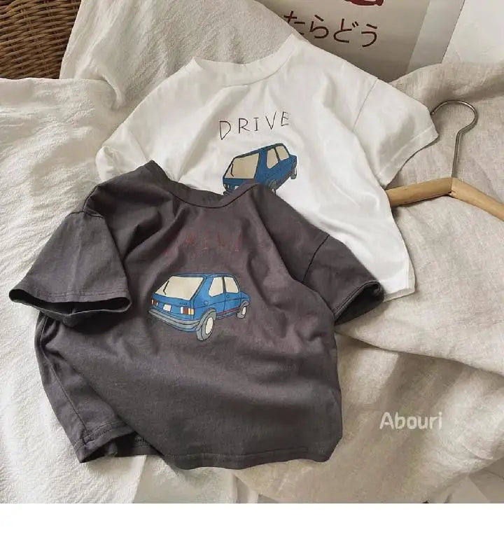 Solid Color Prnted Short Sleeve Tees Summer Clothing Boys Loose Casual O-neck T-shirts Children's Clothes Baby Boy T Shirts Tops - TiniLoom