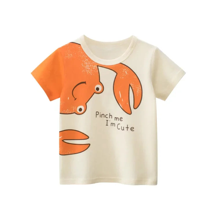 2-9 Years Children Short Sleeve T-shirts Korean Version Kids Clothing Boy Baby Cotton Tees Summer Cartoon Tops - TiniLoom