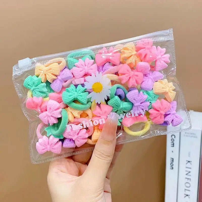 10/20Pcs/Set Cute Cartoon Rubber Elastic Hair Bands Girls Not Hurt Hair Small Scrunchie Kids Sweet Hair Ties Hair Accessories - TiniLoom
