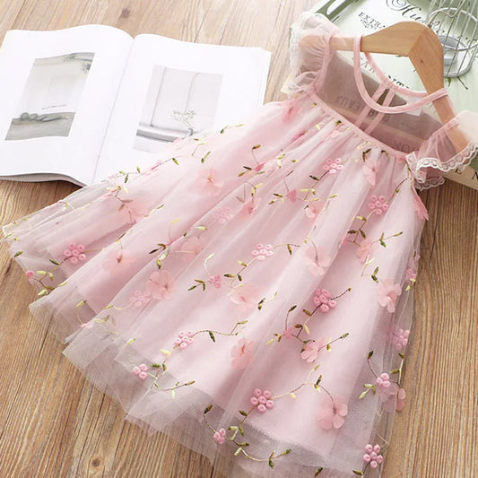 Summer New Floral Baby Girl Princess Dress, Wedding Party Children'S Clothing - TiniLoom