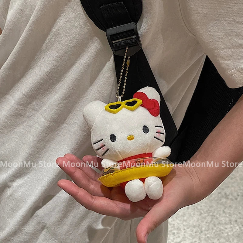 Sanrio Hello Kitty Plush Doll Keychain Pendant Cartoon Kt Cat Stuffed Plushies Key Ring Bag Accessories Girls Gift Kids Toys - TiniLoom