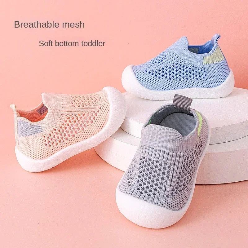 Spring Summer Toddler Shoes Breathable Knitted Kids Sneakers Boys Slip-on Tennis Shoes Girls Soft Non-slip School Casual Shoes - TiniLoom