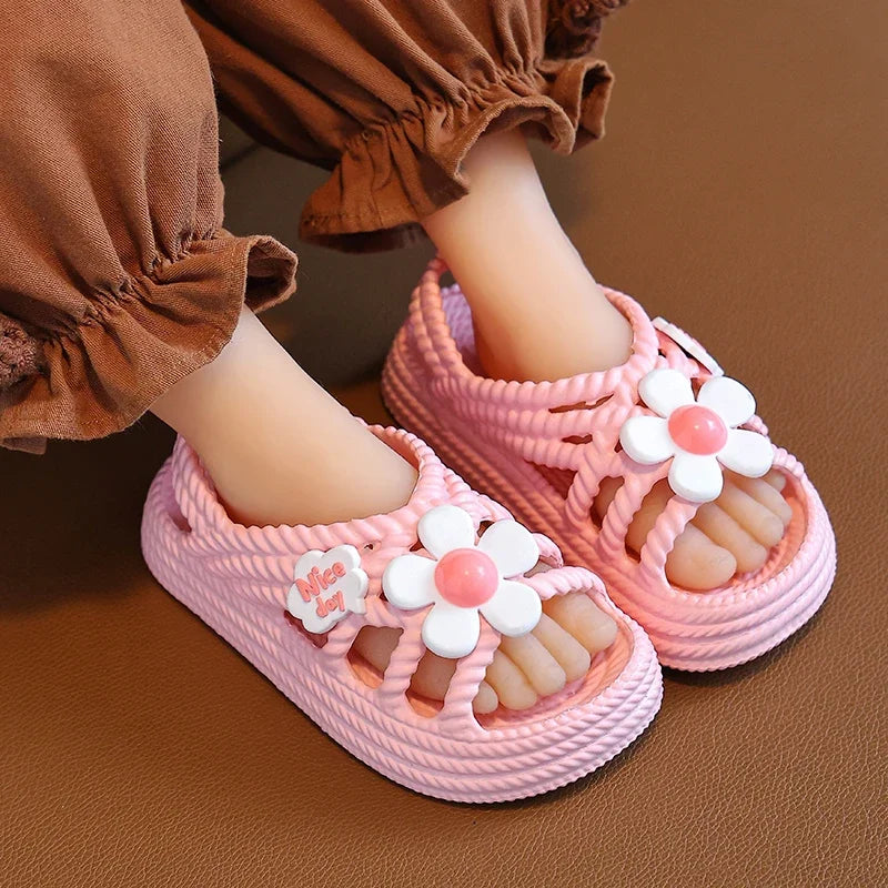 2025 New Children's Slippers Summer Girls and Boys Bathroom Home Anti slip Beach Shoes Soft Soled Baby Sandals - TiniLoom