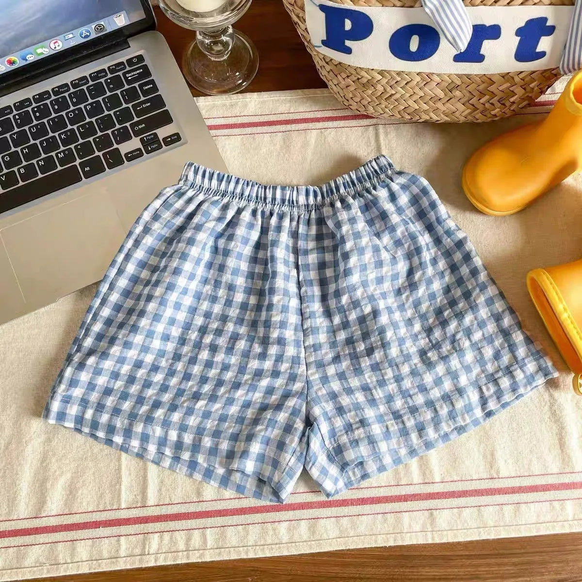 Child Plaid Shorts New Style Casual Sports Pants Loose Thin Versatile Home Pants Summer Boys Girls Cute Fashion Beach Shorts - TiniLoom
