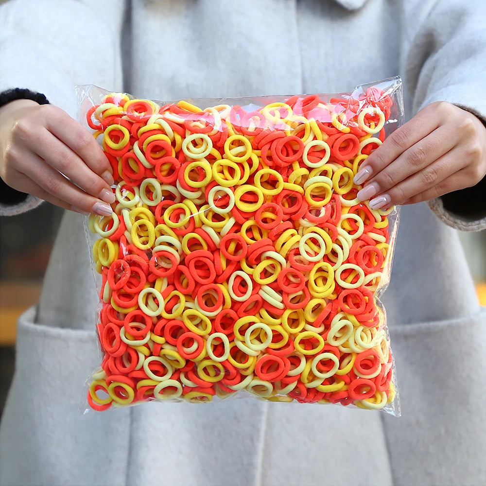 50Pcs/bag Colorful Basic Nylon Ealstic Hair Ties for Girls Ponytail Hold Scrunchie Rubber Band Kid Fashion Hair Accessories - TiniLoom