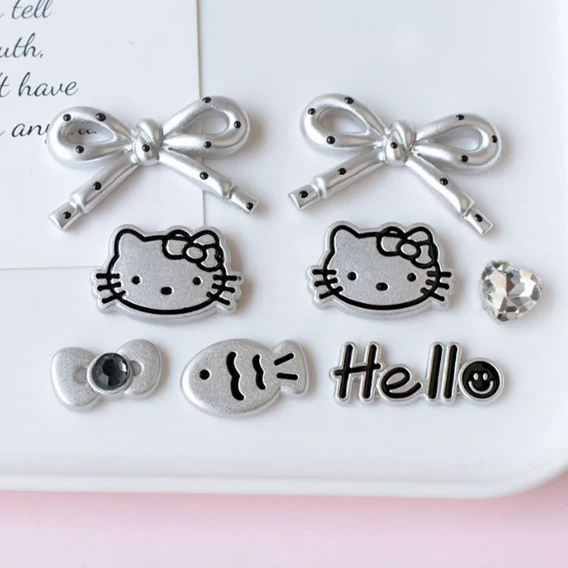MINISO Silvery Hello Kitty Set Girls Women Shoe Charms DIY Hole Shoes Detachable Buckle Garden Shoes Accessories Festival Gift - TiniLoom