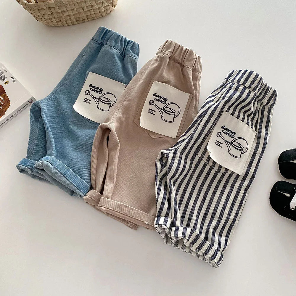 1-5Y Kid's Jeans New 2024 Autumn Solid Color Denim Pants Loose Style Boys Trousers Mid Waist Kid's Outdoor Pants - TiniLoom