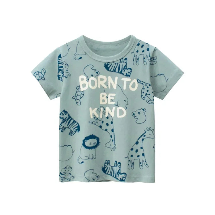 2-9 Years Children Short Sleeve T-shirts Korean Version Kids Clothing Boy Baby Cotton Tees Summer Cartoon Tops - TiniLoom