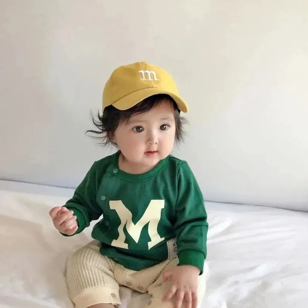 Girls Boy Adjustable Hat Children's Kid Baseball Cap Sunscreen Baby Hat Hip Hop M Letter Embroidered Kids Caps 1-6-8-12-15 Years - TiniLoom