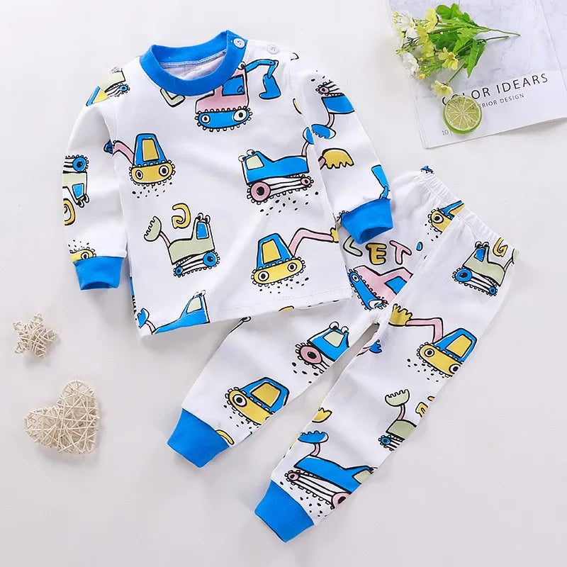 New Children Pure Cotton Underwear Suits Boys Girls Autumn Clothing Autumn Pants Toddler Cartoon Suits Bay Cute Home Clothing - TiniLoom