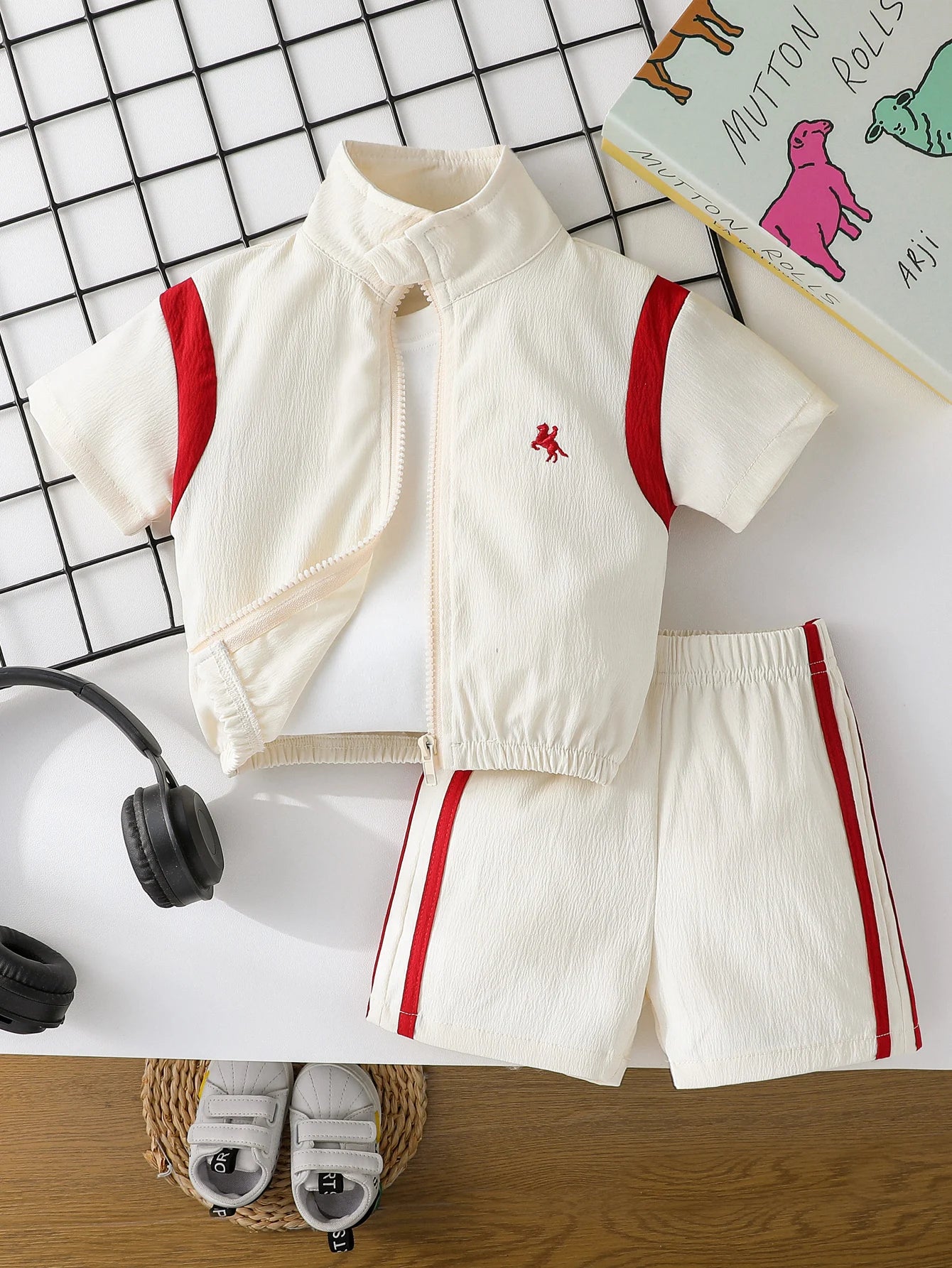 2Pcs Baby Boys Short Sleeve With Zipper Top & Pants Set Summer Outdoor Sports Clothes For 1-3Y Casual - TiniLoom