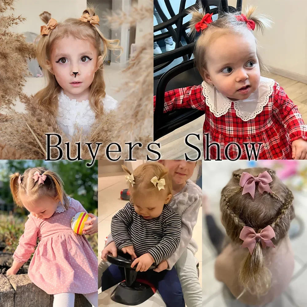 10Pcs/Set New Cute Solid Ribbon Bowknot Hair Clips for Baby Girls Handmade Bows Hairpin Barrettes Headwear Kids Hair Accessories - TiniLoom