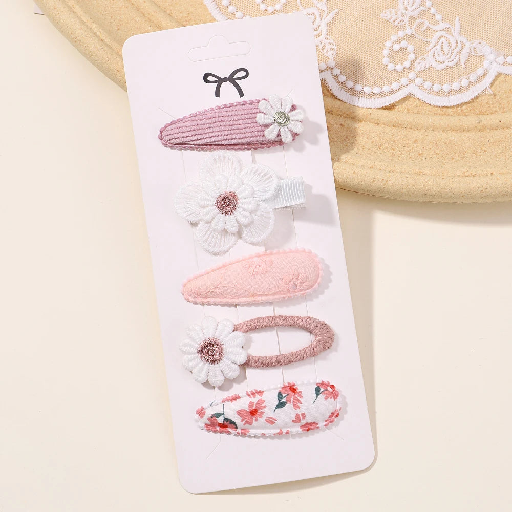 5Pcs/Set Mini Baby Girl Hair Clip Cute Floral Bow Bunny Princess Hairpin for Toddler Girl Lovely Bang Side Clip Hair Accessories - TiniLoom