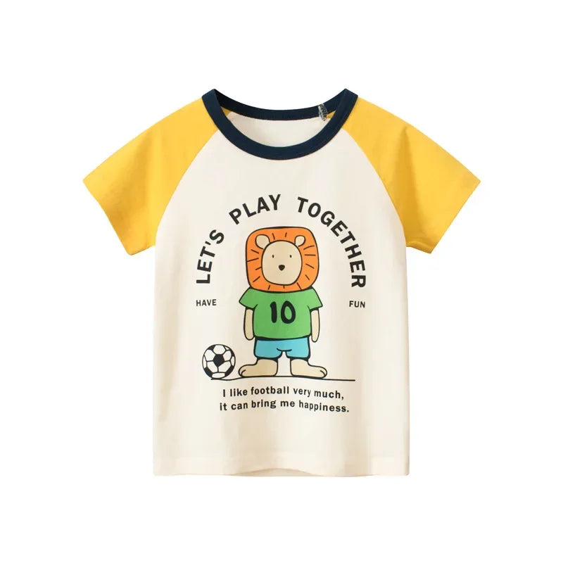 2-9 Years Children Short Sleeve T-shirts Korean Version Kids Clothing Boy Baby Cotton Tees Summer Cartoon Tops - TiniLoom