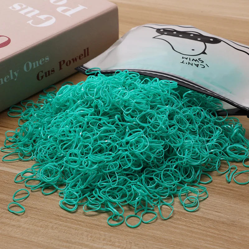 500/1000/2000pcs Girls Colourful Disposable Rubber Band Hair Ties Headband Children Ponytail Holder Bands Kids Hair Accessories - TiniLoom