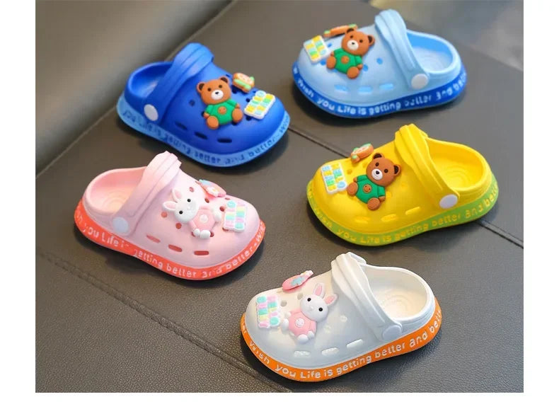 kids baby Girls Summer Sandals: Soft Sole Toddler children Indoor Slippers Cartoon Boys Breathable Hollow Shoes - TiniLoom
