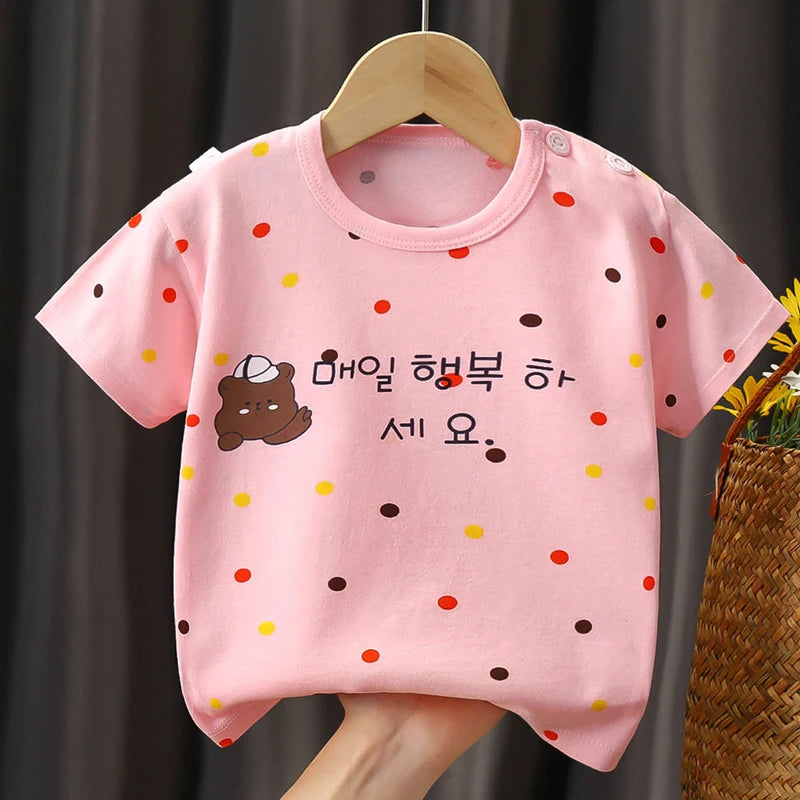 Kids Clothes T-Shirt  Children's Clothing  Boys Girls Summer Cartoon Tops Short Sleeve Clothes 100% Cotton Baby Clothing - TiniLoom