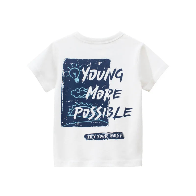2-9 Years Children Short Sleeve T-shirts Korean Version Kids Clothing Boy Baby Cotton Tees Summer Cartoon Tops - TiniLoom