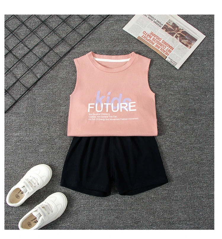 Children's Summer T-shirts Boys Girls Vests Sleeveless Cartoon Tee Tops 100% Cotton Comfortable Kids T-shirt Clothes Fashion New - TiniLoom