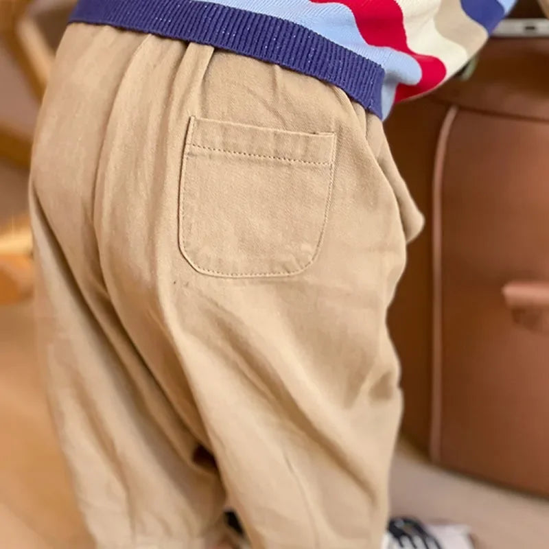 Solid Boy Kids Fashion Trousers Toddler Clothes Summer Spring Baby  Pocket Ankle Length Loose Girl Children Casual Pants - TiniLoom