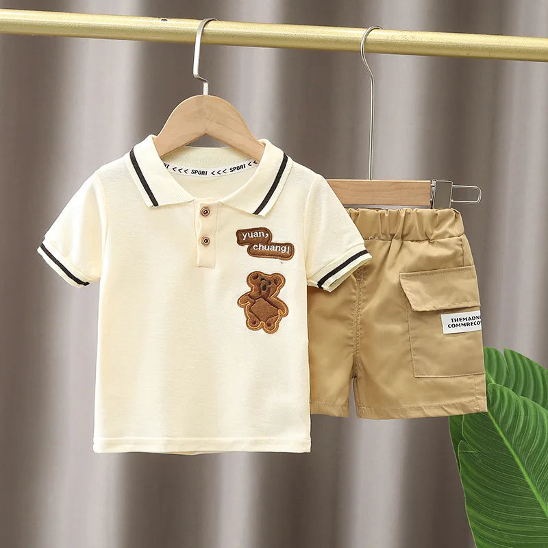 Baby Boy Clothes Set T-shirt+Shorts Kids Boy Summer Clothing Set Cute Cartoon Baby Boy Outfit Set Infant Toddler Tee Shirt Pants - TiniLoom