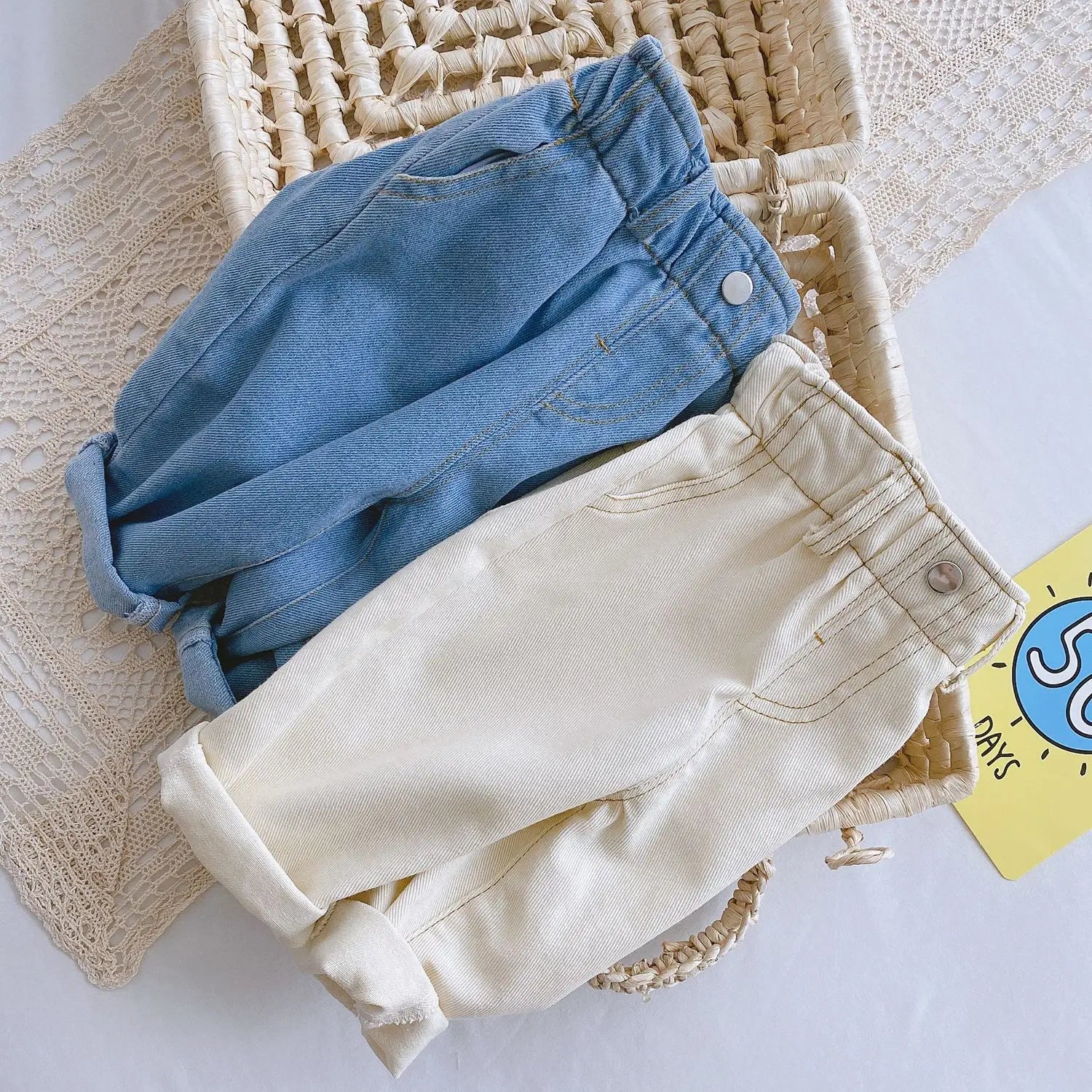 Baby Solid Color Jeans 0-3 Years Old Baby Spring Dress Girls Korean High Waist Casual Pants Boys Pants - TiniLoom