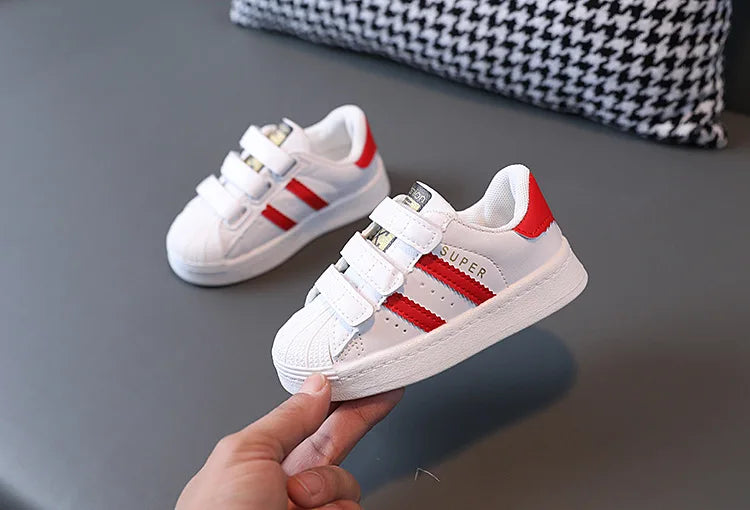 Children's Sneakers Kids Fashion Design White Non-slip Casual Shoes Boys Girls Hook Breathable Sneakers Toddler Outdoor Shoes - TiniLoom