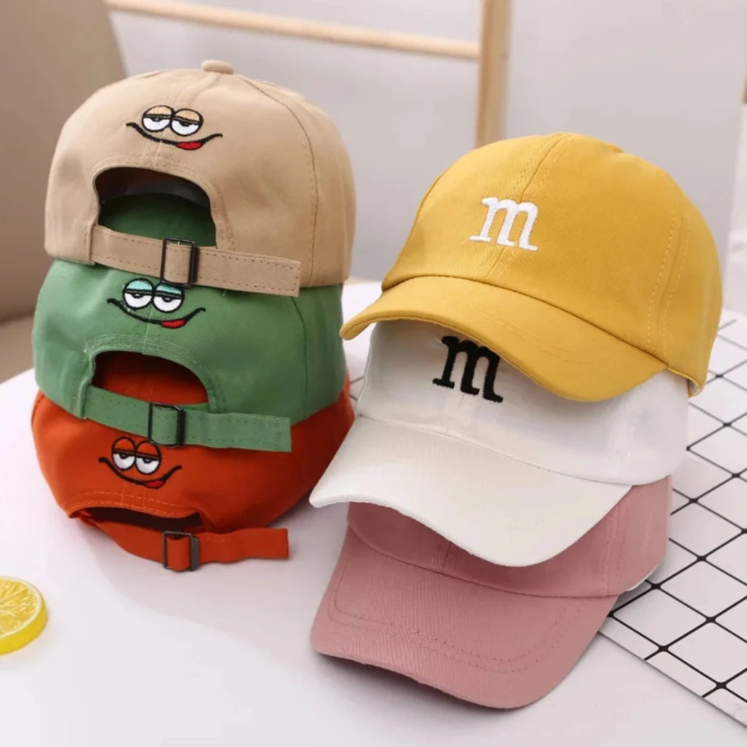 Girls Boy Adjustable Hat Children's Kid Baseball Cap Sunscreen Baby Hat Hip Hop M Letter Embroidered Kids Caps 1-6-8-12-15 Years - TiniLoom