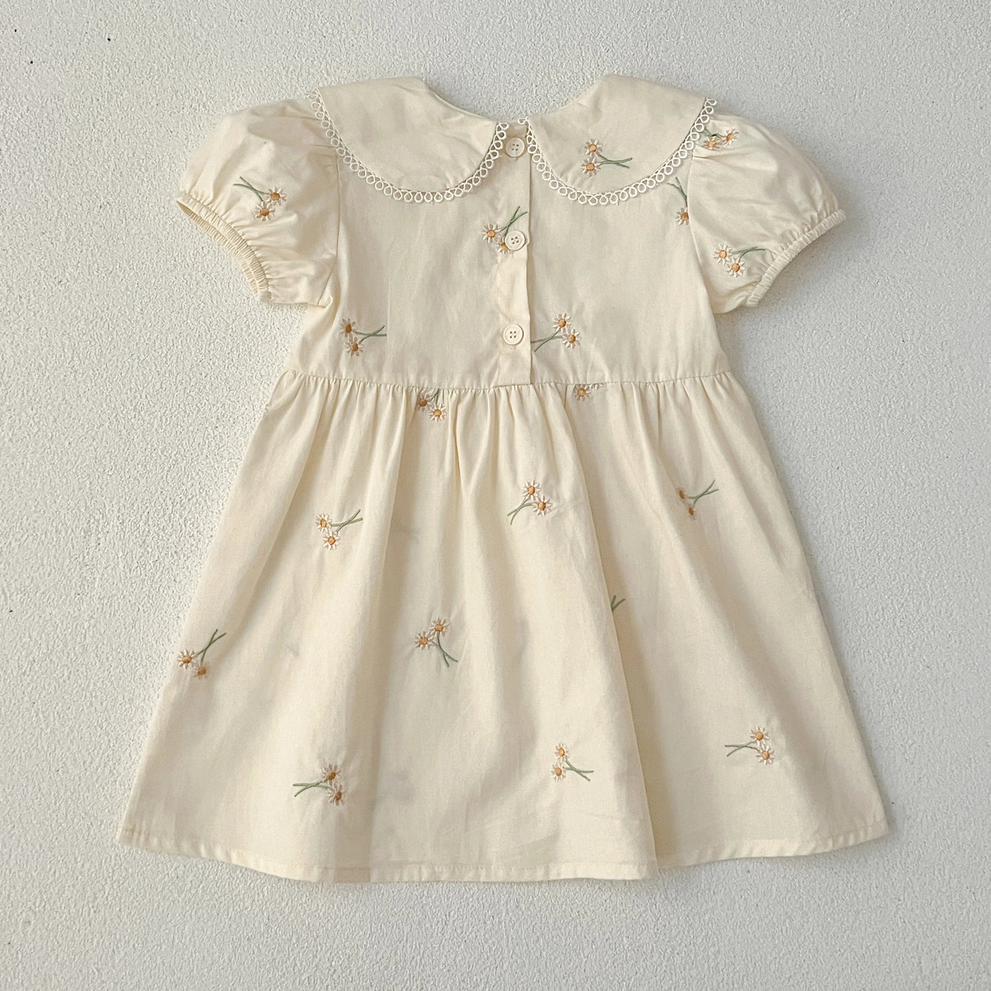 Infant Baby Girls Lace Collar Dress Rompers Sisters Clothes Kids Girls Embroider Flower Princess Dress Family Clothes Rompers