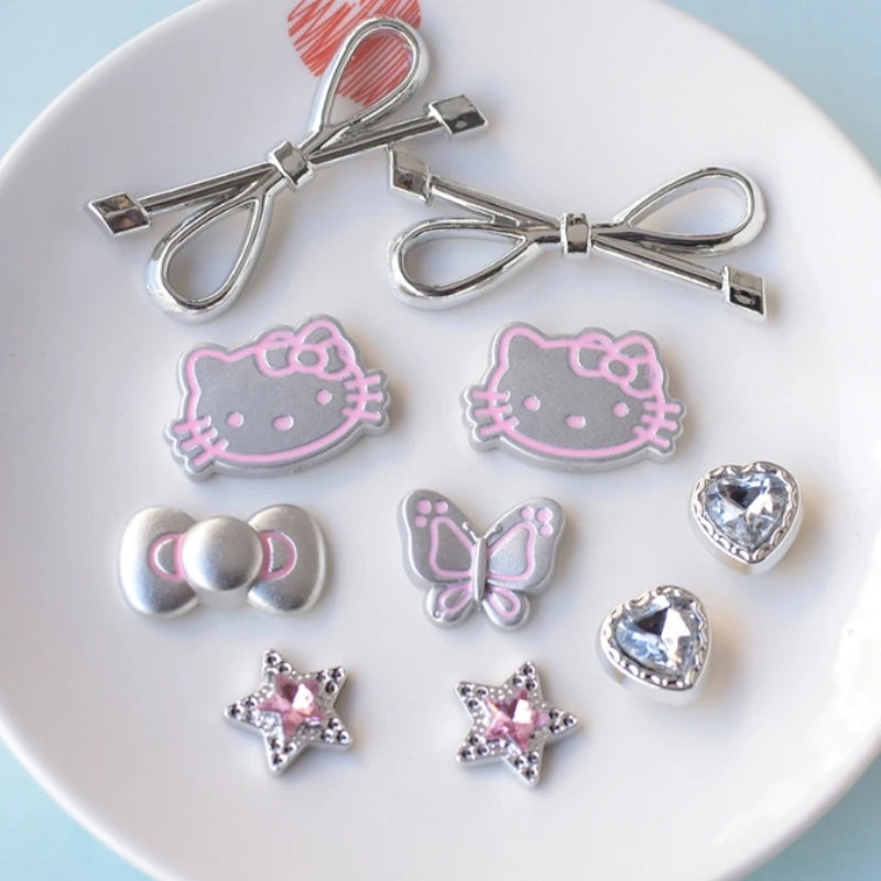 MINISO Silvery Hello Kitty Set Girls Women Shoe Charms DIY Hole Shoes Detachable Buckle Garden Shoes Accessories Festival Gift - TiniLoom