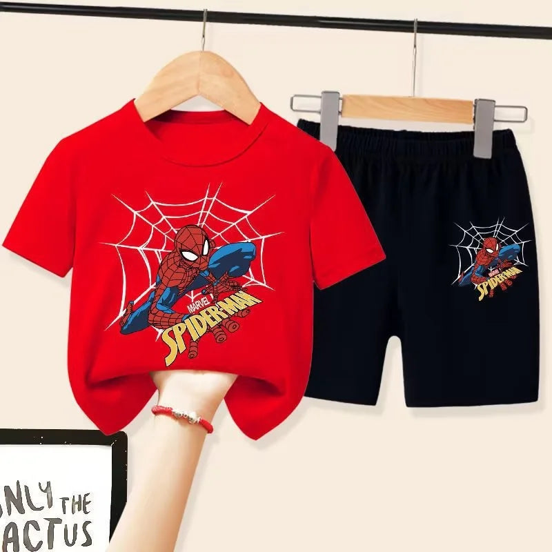 Children'S T-Shirts Spider-Man Set Aoger Spiderman Boys Summer Trend Baby Short Sleeve Shorts Two-Piece Set Kids Outfits Gifts ﻿ - TiniLoom