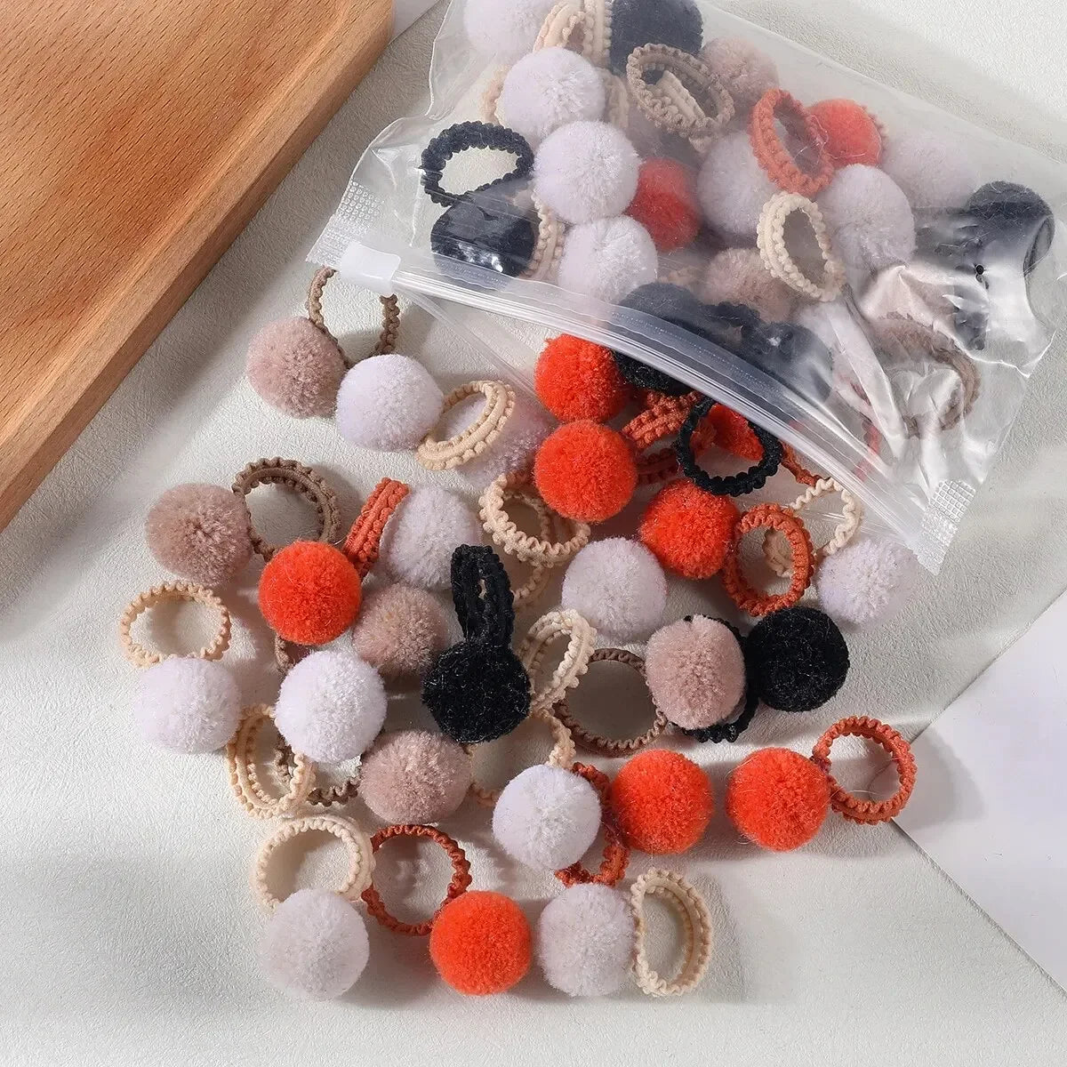 20Pcs Girls Colorful Plush Ball Elastic Hair Bands Kids Hair Ropes Ties Ponytail Rubber Bands Headwear Hair Accessories Gift - TiniLoom