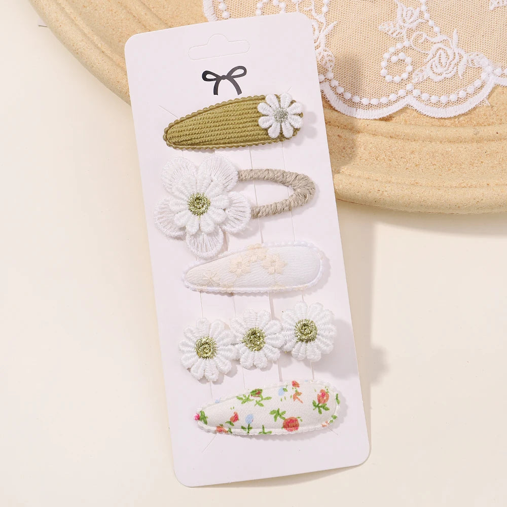 5Pcs/Set Mini Baby Girl Hair Clip Cute Floral Bow Bunny Princess Hairpin for Toddler Girl Lovely Bang Side Clip Hair Accessories - TiniLoom