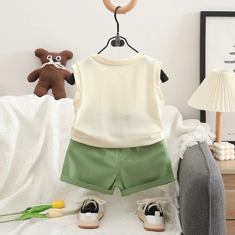 New Summer Baby Girls Clothes Suit Children Boys Vest+Shorts 2Pcs/Sets Kids Clothing Infant Boy Clothes Set Toddler Girl Clothes