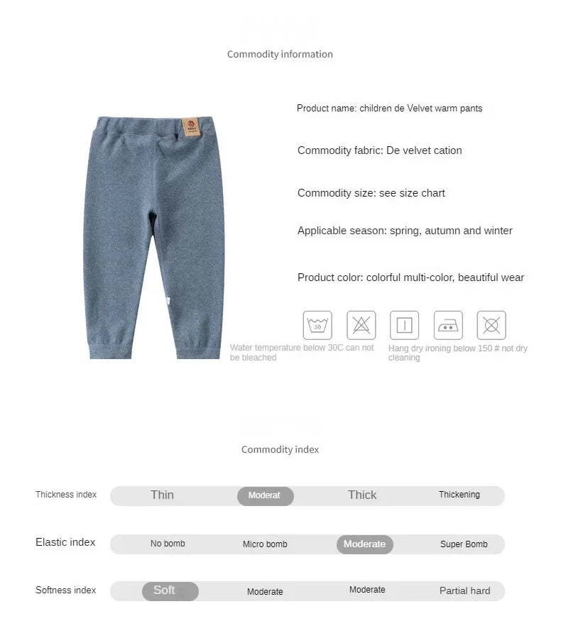 Big Size Children's Fleece Warm Render Pants For Boys Girls Winter Velvet Leggings Kids Baby Base Pants Thickened Long Johns - TiniLoom
