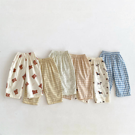 2024 New Children Trousers Plaid Printed Cartoon Fashion Baby Girls Boys Loose Casual Harem Pants Kids Pants Summer Clothes - TiniLoom