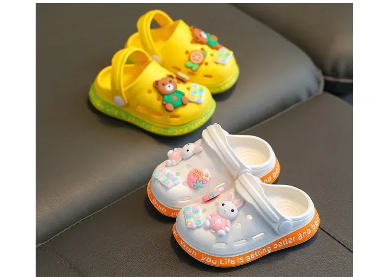 kids baby Girls Summer Sandals: Soft Sole Toddler children Indoor Slippers Cartoon Boys Breathable Hollow Shoes - TiniLoom