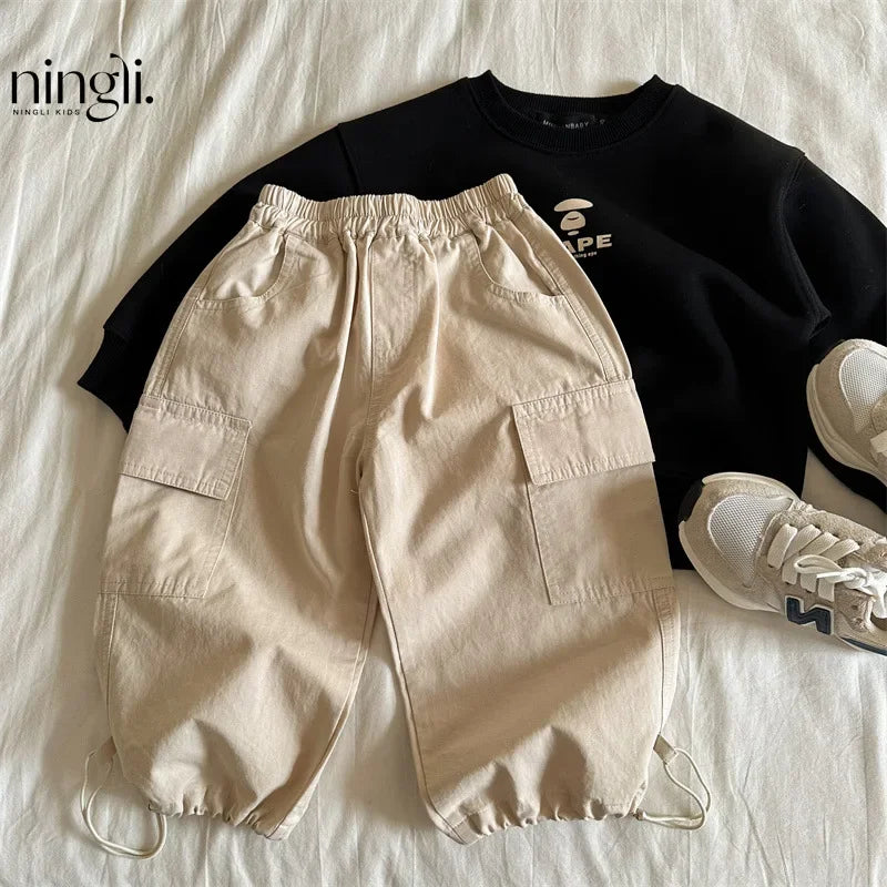 Kids Pants Girdle Overalls Baby Wide Leg Pants Girls Pants Teenage Girls Clothing Cargo Winter Clothes for Boys - TiniLoom