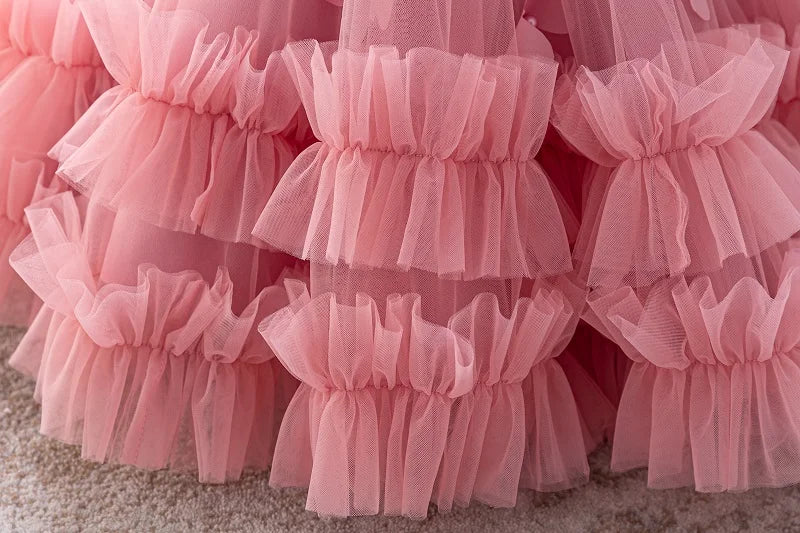 Girls  princess dress 1-5 Y baby Girls wedding sleeveless three-dimensional butterfly mesh carnival birthday party evening dress - TiniLoom