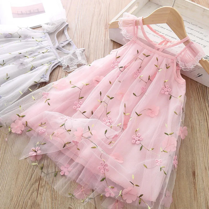 Summer New Floral Baby Girl Princess Dress, Wedding Party Children'S Clothing - TiniLoom