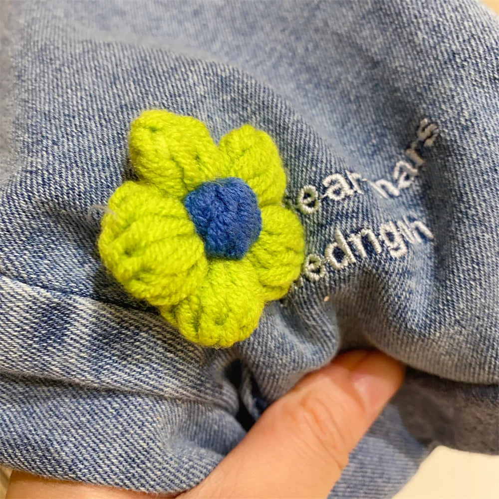 Ambroidered Flower Girl Jeans Baby Boy Kids Jeans Girl Pants Daduhey Wide Leg Pants Harem Trousers Clothes Bottoms - TiniLoom