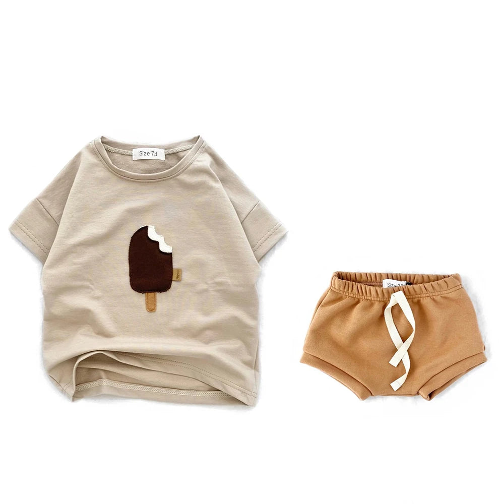 Toddler Kid Baby Boys Girls Clothes Summer Cotton T Shirt Short Sleeve Infant Top Cartoon Ice Cream Print Tee Childrens Tshirt - TiniLoom