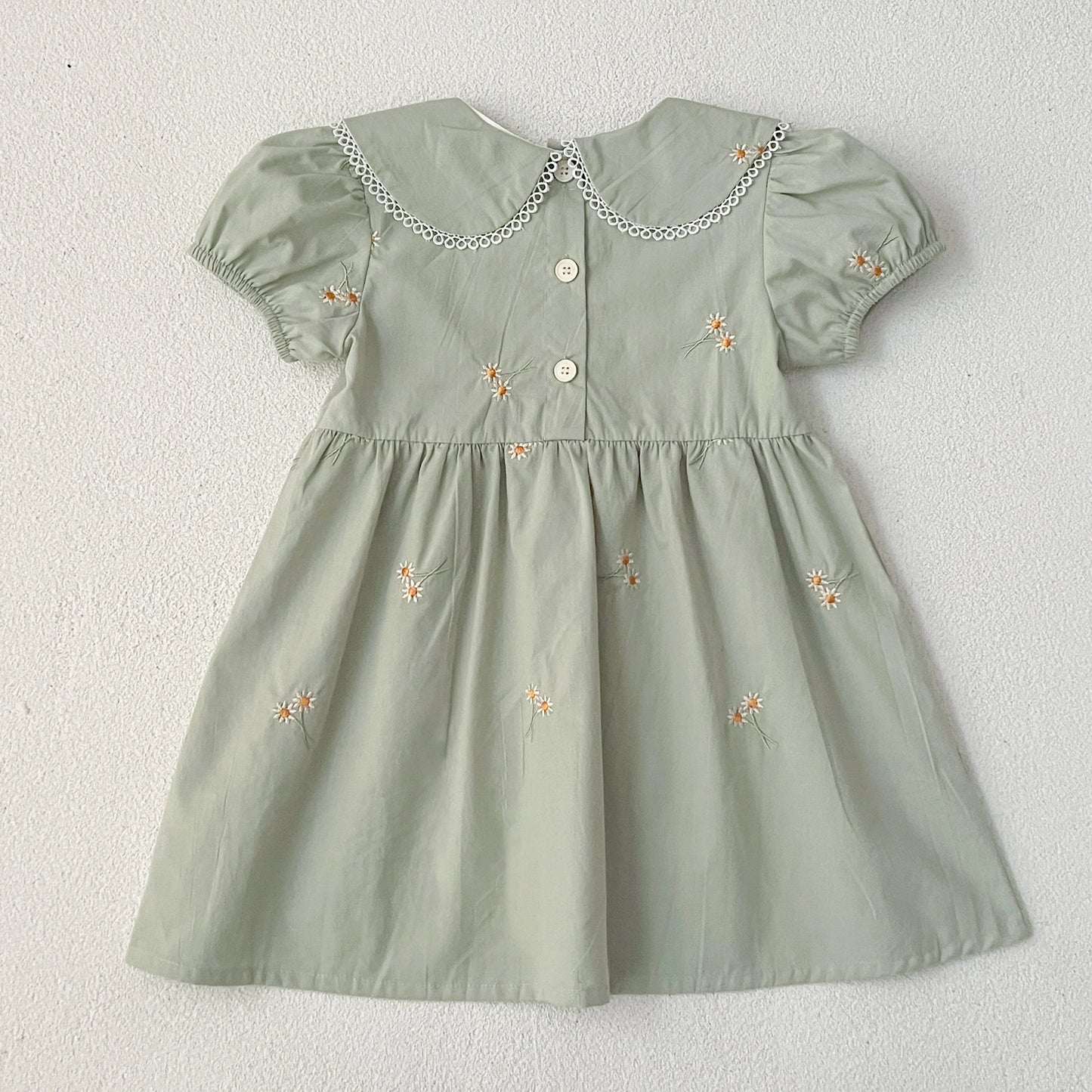 Infant Baby Girls Lace Collar Dress Rompers Sisters Clothes Kids Girls Embroider Flower Princess Dress Family Clothes Rompers