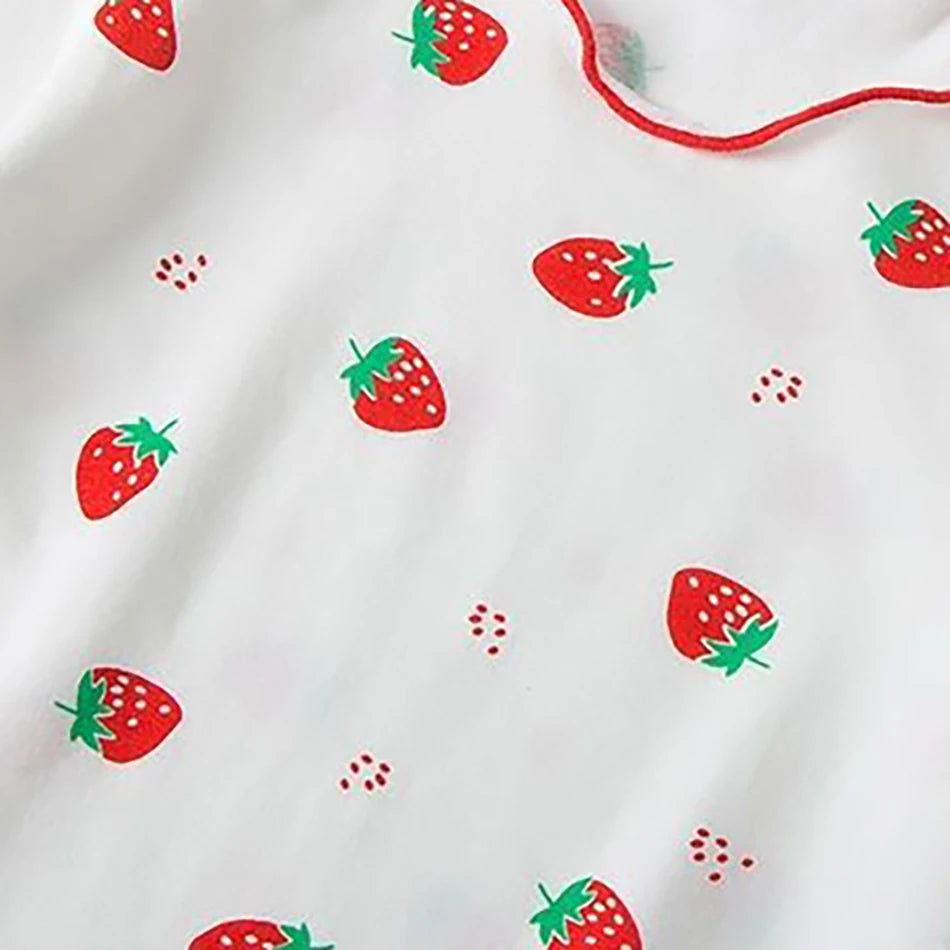 Girls Summer Pajama Sets Stylish Cartoon Pattern Printing Short Sleeve Top and Pants Made from Luxurious Cozy Ice Silk Material - TiniLoom
