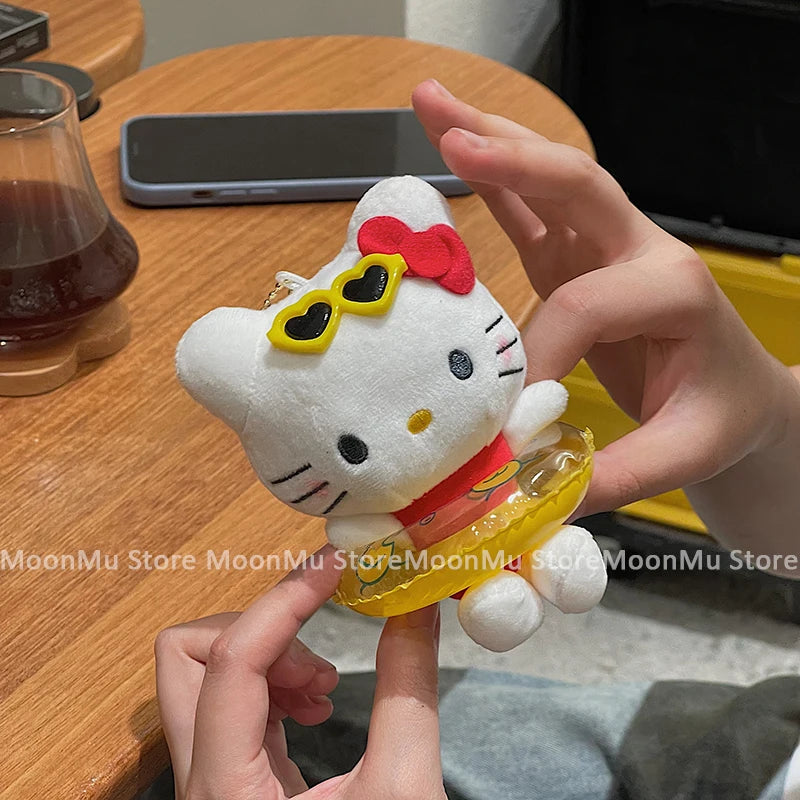 Sanrio Hello Kitty Plush Doll Keychain Pendant Cartoon Kt Cat Stuffed Plushies Key Ring Bag Accessories Girls Gift Kids Toys - TiniLoom