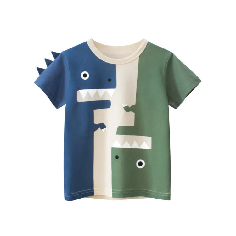 2-9 Years Children Short Sleeve T-shirts Korean Version Kids Clothing Boy Baby Cotton Tees Summer Cartoon Tops - TiniLoom