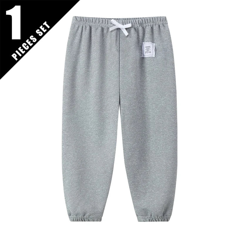 1/3 Pcs Four Seasons Children's Leisure Sports Pants Solid Color Basic Boy Running Holiday 9 Pants Girl Joker Comfortable Pants - TiniLoom
